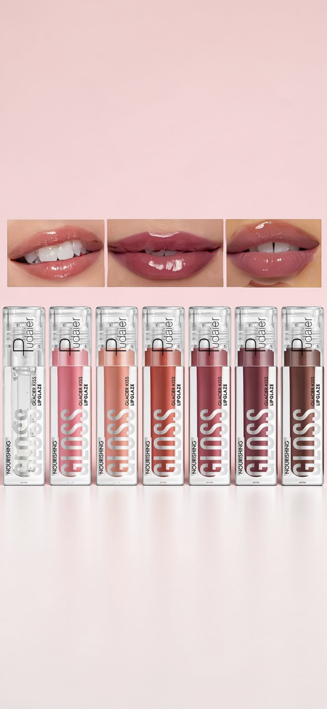 Glacier Kiss Lip Gloss – Nourishing Hydrating Lip Glaze (7 Colors)