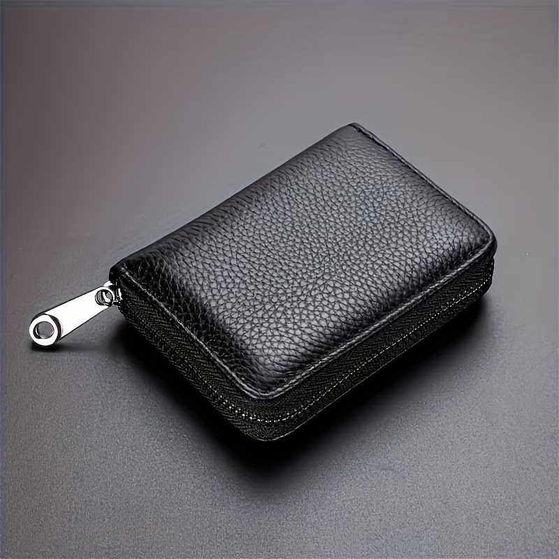 Men'S Wallet And Business Card Case And Universal, PU Material Smooth Durable Wallet, Multi-Purpose Large Capacity Containing Multi-Card Slot ID Card Bag, Zipper Pocket And Stylish And Safe, Anti-Degaussing Wallet, Daily Use And Travel