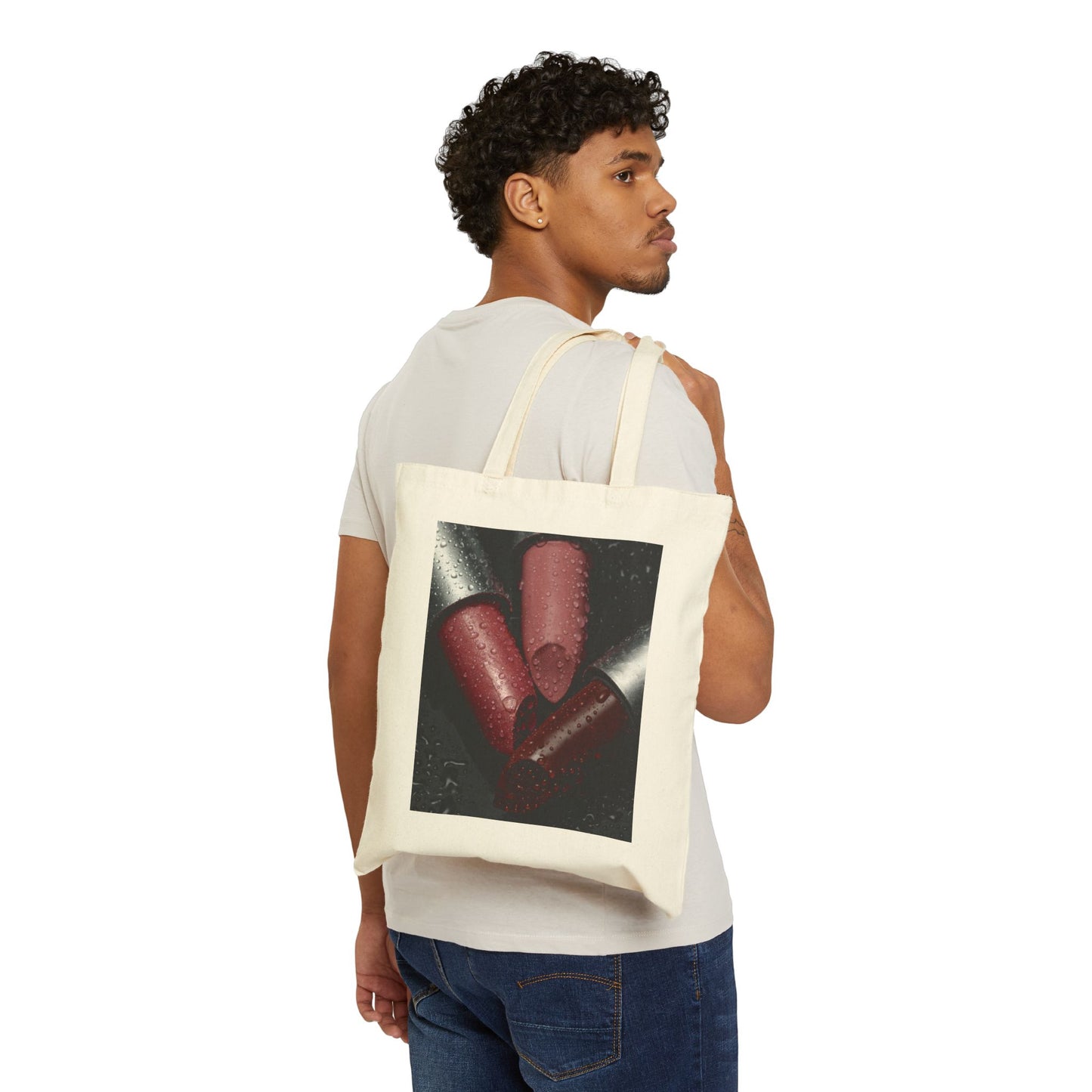 Bold Lip Graphic Cotton Canvas Tote Bag — Trendy Everyday Lip Print Tote