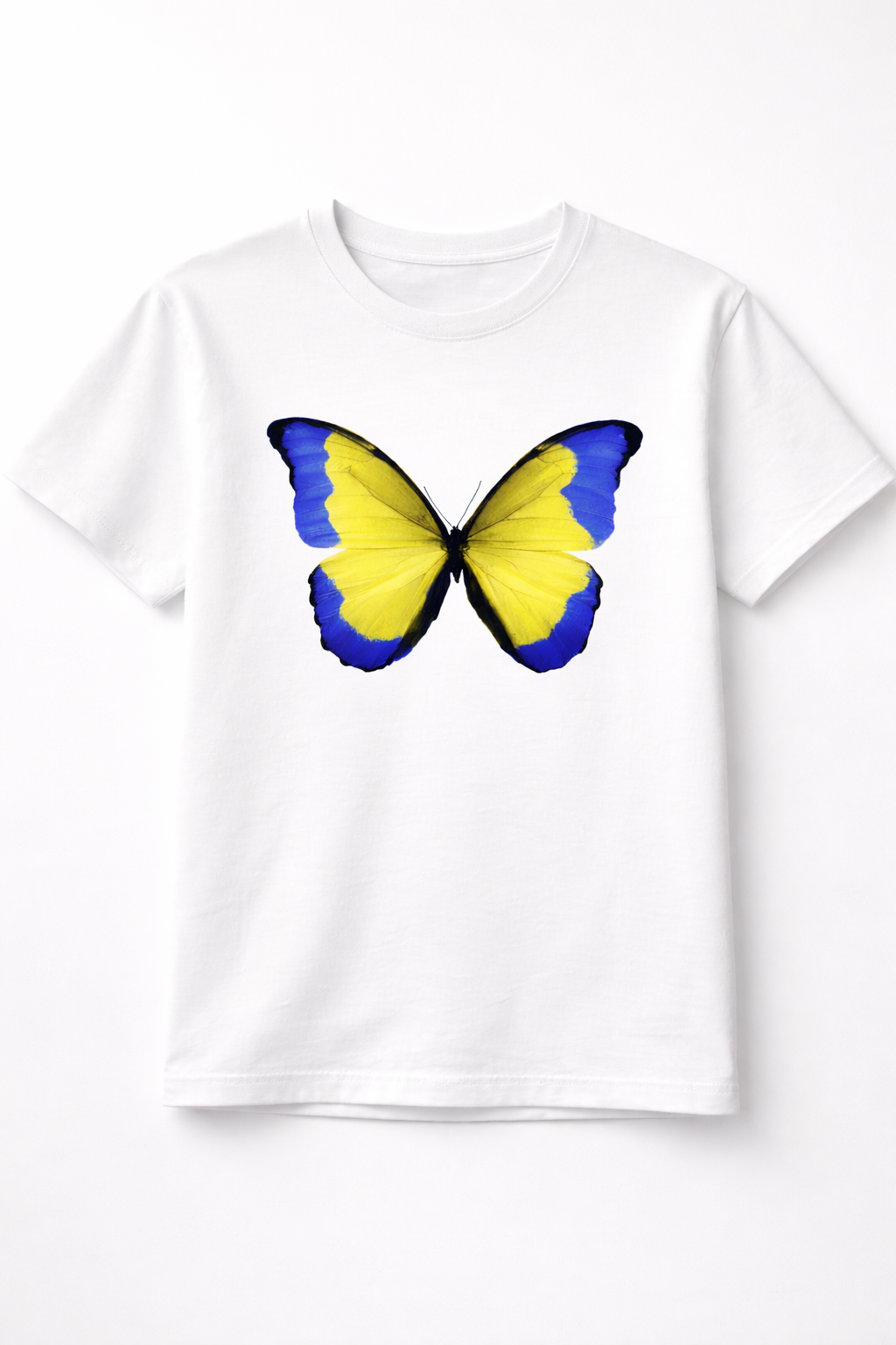 Blue & Yellow Butterfly Graphic    T -Shirt