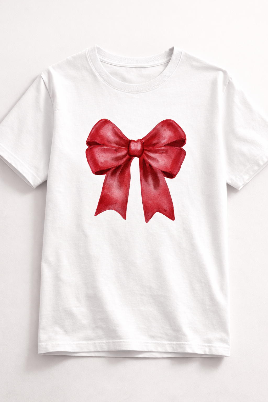 Red Bow Graphic White T-Shirt