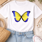 Blue & Yellow Butterfly Graphic    T -Shirt