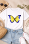 Blue & Yellow Butterfly Graphic    T -Shirt