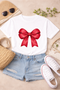 Red Bow Graphic White T-Shirt