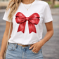 Red Bow Graphic White T-Shirt