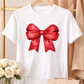 Red Bow Graphic White T-Shirt