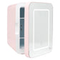 Mini Skincare Fridge with LED Mirror – Portable Beauty Refrigerator (Pink / White)