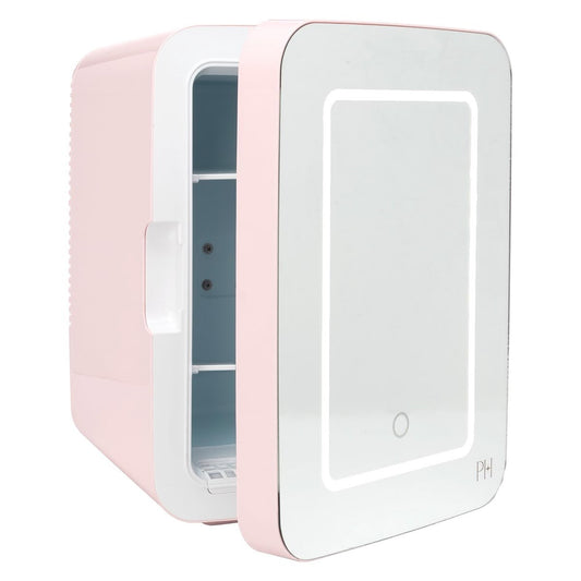 Mini Skincare Fridge with LED Mirror – Portable Beauty Refrigerator (Pink / White)