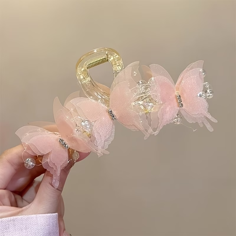 Hair Clips 3pcs Elegant and Dynamic Butterfly Claw Clips, Women's Back-of-Head Updo Shark Clip Set, Suitable for Daily Wear and Important Occasions Such as Parties, Ceremonies, and Weddings