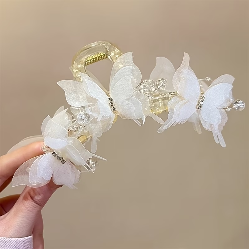 Hair Clips 3pcs Elegant and Dynamic Butterfly Claw Clips, Women's Back-of-Head Updo Shark Clip Set, Suitable for Daily Wear and Important Occasions Such as Parties, Ceremonies, and Weddings