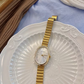 Vintage Golden-Tone Women's Quartz Watch - Chic Oval Stainless Steel Bracelet with Analog Display, Perfect for Daily Wear & Special Occasions like Valentine's, Easter, Mother's Day, Ramadan, and Eid - Simple, Luxurious Gift, Watch Accessories