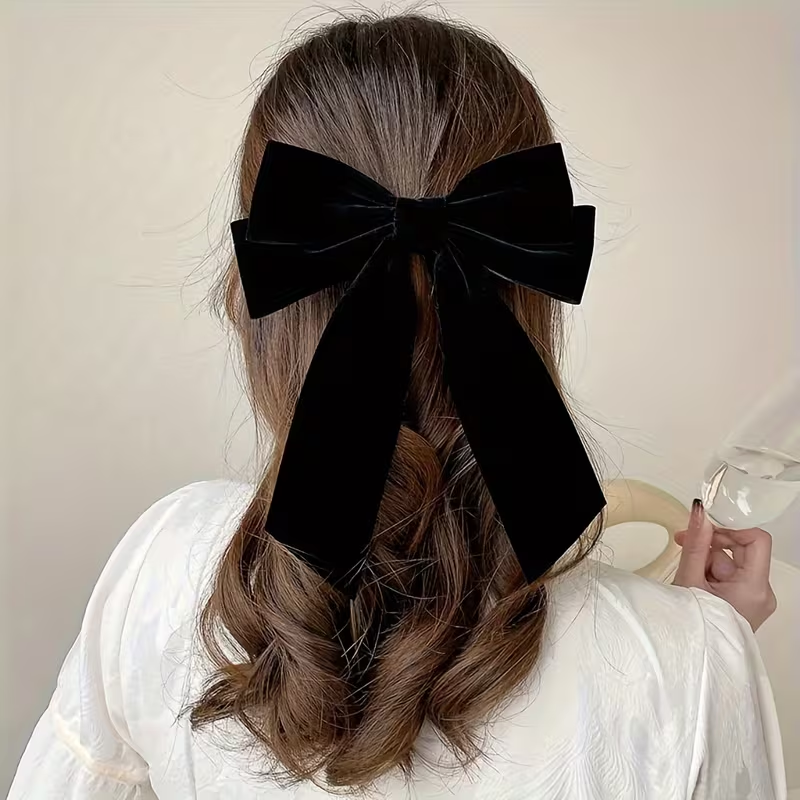 Elegant Suede Bow Solid Color Hair Clip, Fashionable Hair Accessory, Suitable for Women And to Wear Daily