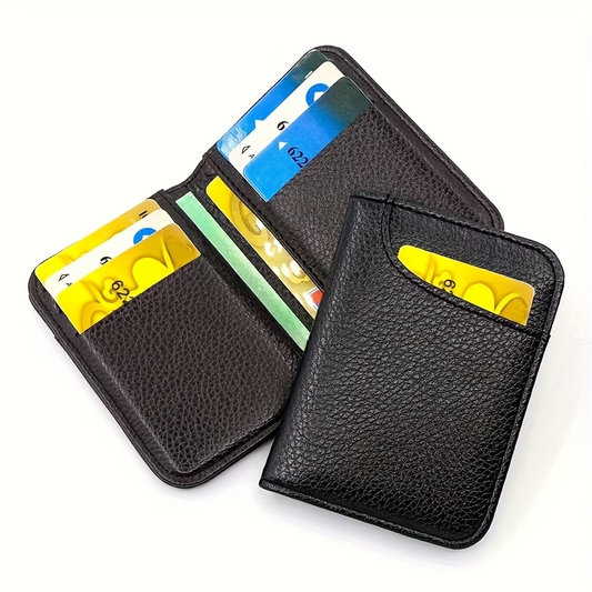 Slim Minimalist Faux Leather Credit Card Wallet for Men - Soft PU, Fashionable Thin ID and Business Card Holder