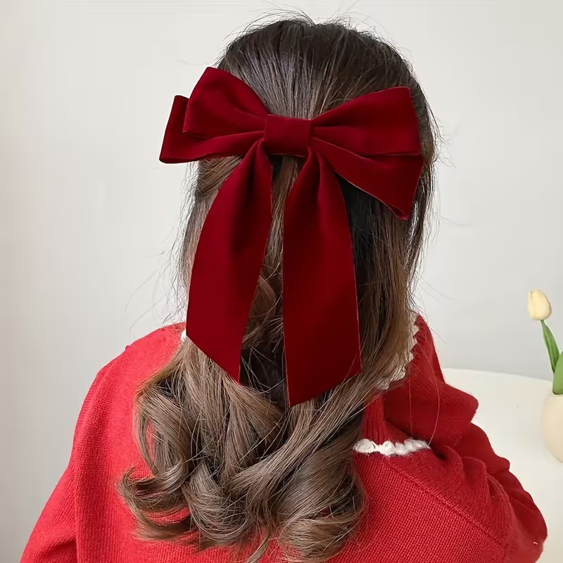 Elegant Suede Bow Solid Color Hair Clip, Fashionable Hair Accessory, Suitable for Women And to Wear Daily