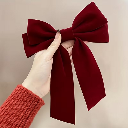 Elegant Suede Bow Solid Color Hair Clip, Fashionable Hair Accessory, Suitable for Women And to Wear Daily