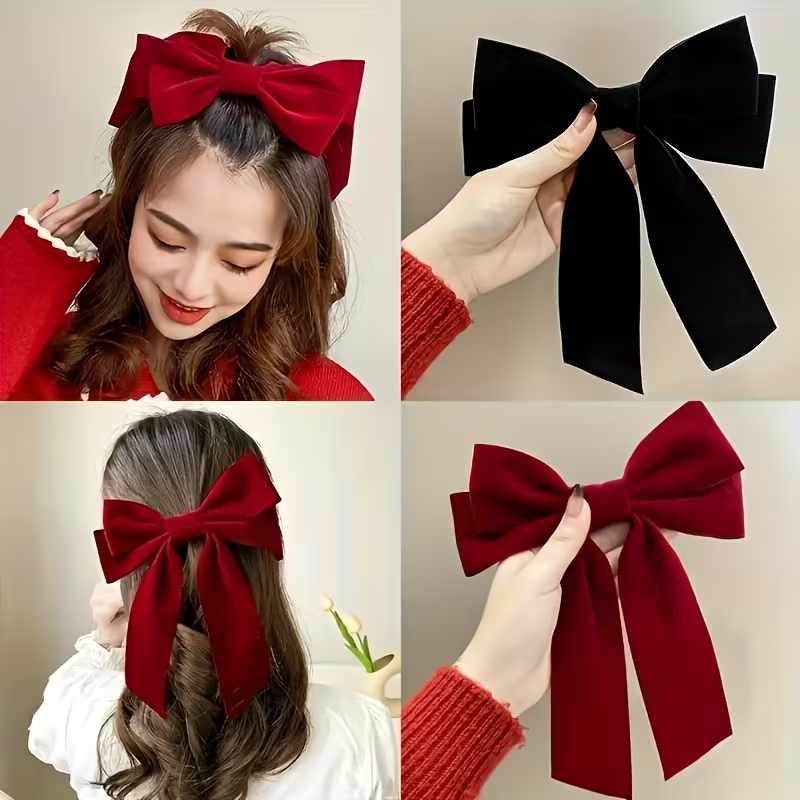 Elegant Suede Bow Solid Color Hair Clip, Fashionable Hair Accessory, Suitable for Women And to Wear Daily