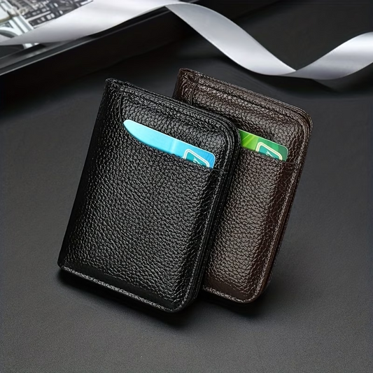 Slim Minimalist Faux Leather Credit Card Wallet for Men - Soft PU, Fashionable Thin ID and Business Card Holder