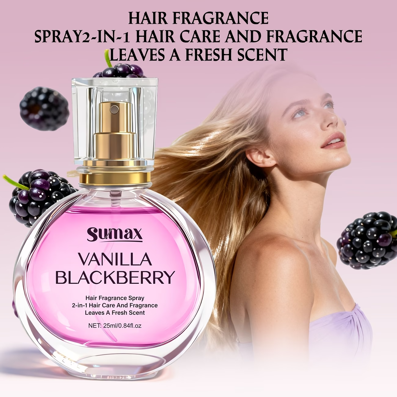 SUMAX Vanilla Blackberry Fragrance Hair And Body Mist, Hair And Body Spray, Nourishing And Moisturizing Hair, Fragrance Hair Spray Suitable for Dates, Weddings, Etc., Christmas Eve, Christmas Gift