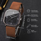 Men'S Watch Trendy Handsome Easy Square Dial Quality Casual Fashion Quartz Watch (1pc/Set) Watch Box Not Included