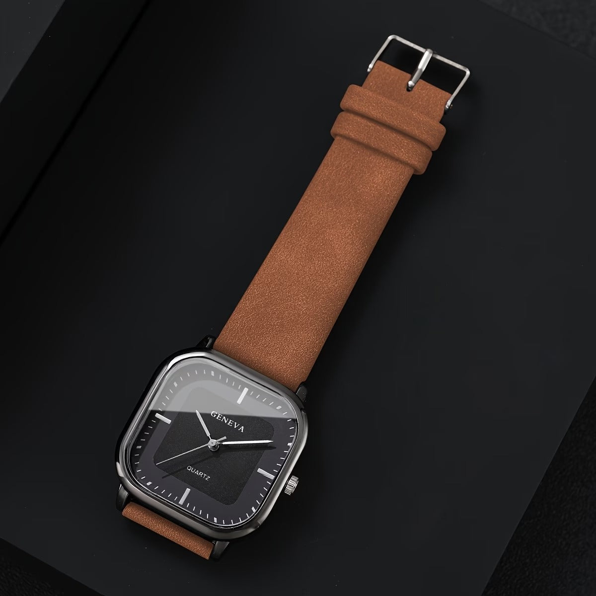 Men'S Watch Trendy Handsome Easy Square Dial Quality Casual Fashion Quartz Watch (1pc/Set) Watch Box Not Included