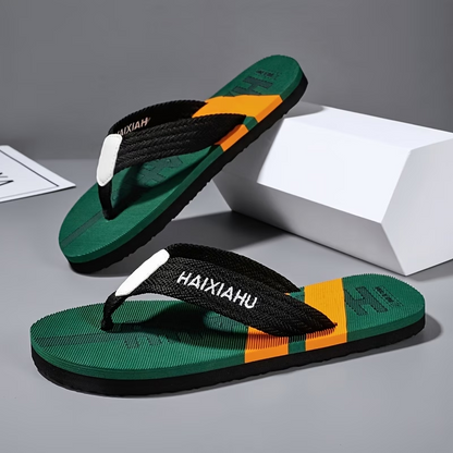 Ultra-light and Ultra-soft Electric Carving Color-block Flip-flops