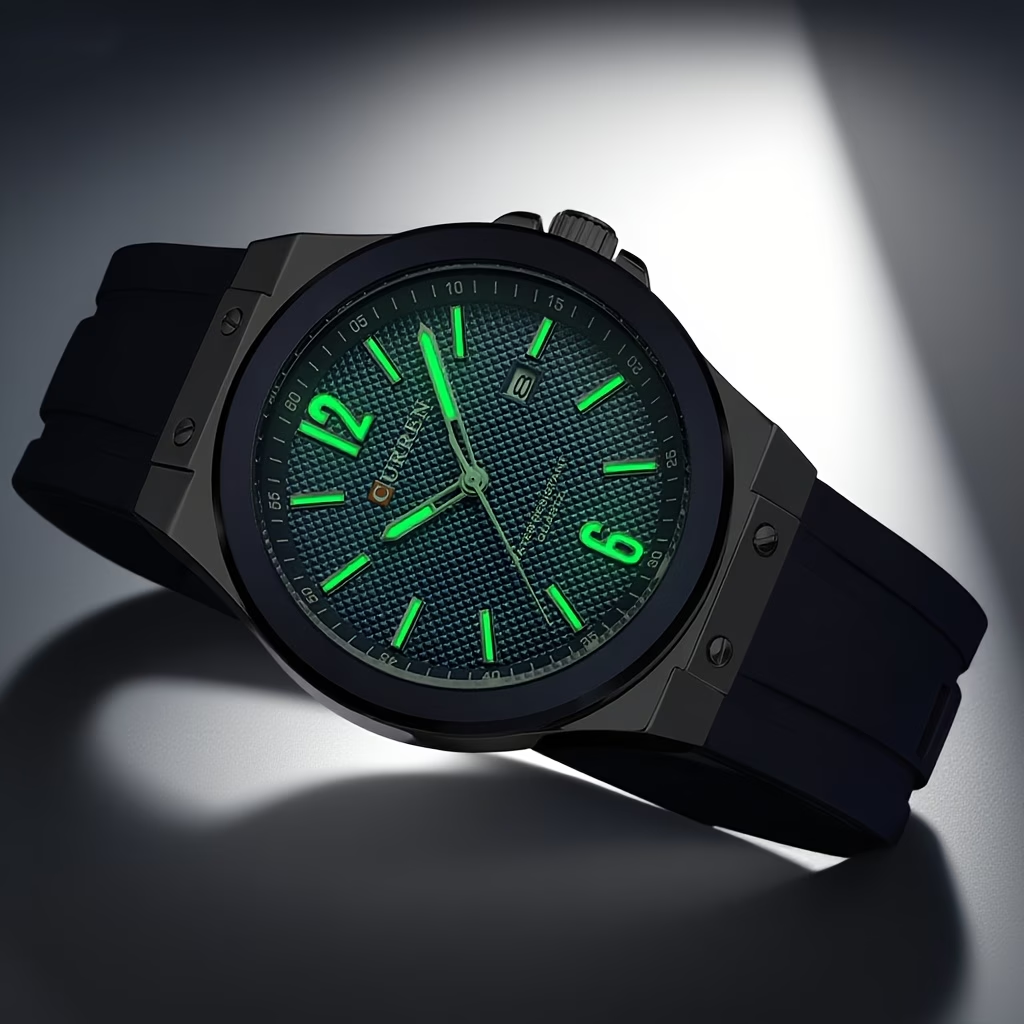 Men'S Quartz Watch, Luminous Hands Automatic Calendar Silicone Strap Mineral Glass, 2025 New Style Men'S Watch Easy And Versatile