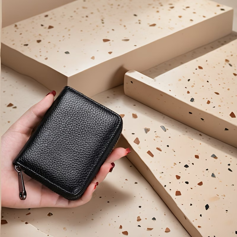 Men'S Wallet And Business Card Case And Universal, PU Material Smooth Durable Wallet, Multi-Purpose Large Capacity Containing Multi-Card Slot ID Card Bag, Zipper Pocket And Stylish And Safe, Anti-Degaussing Wallet, Daily Use And Travel