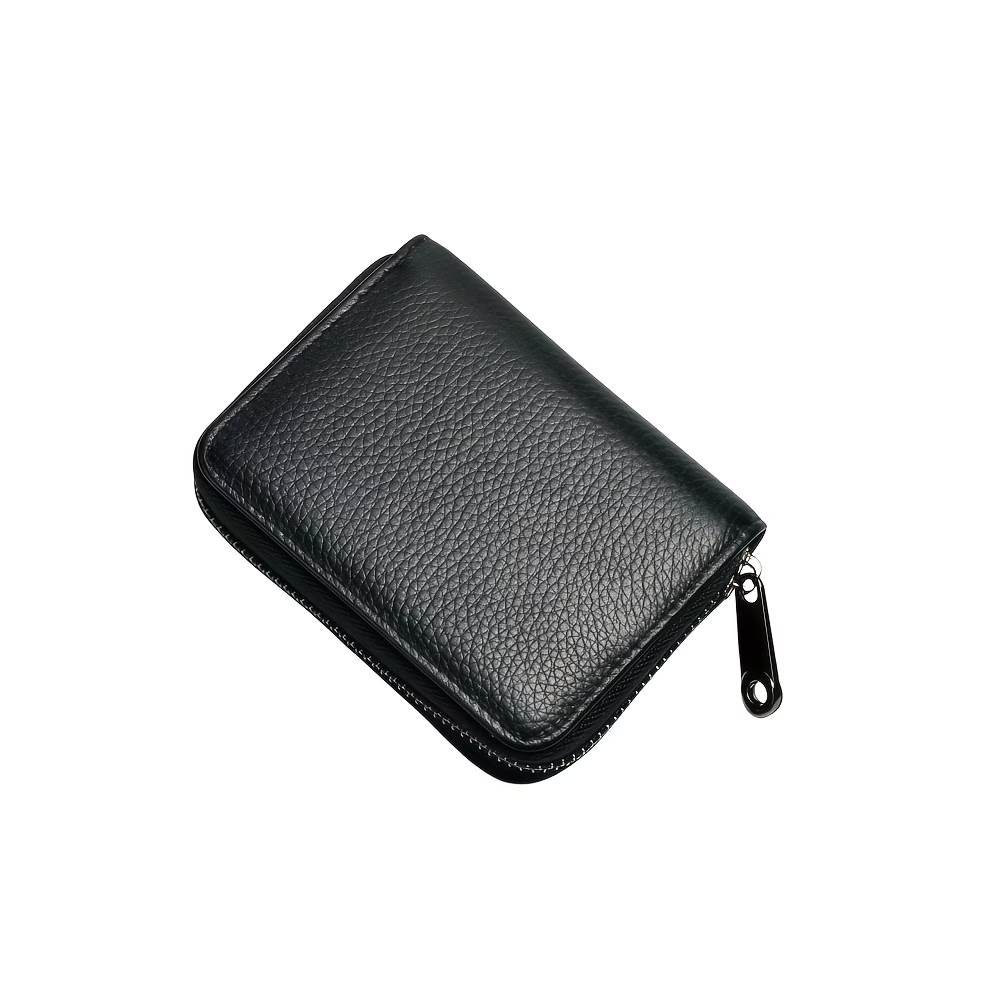 Men'S Wallet And Business Card Case And Universal, PU Material Smooth Durable Wallet, Multi-Purpose Large Capacity Containing Multi-Card Slot ID Card Bag, Zipper Pocket And Stylish And Safe, Anti-Degaussing Wallet, Daily Use And Travel
