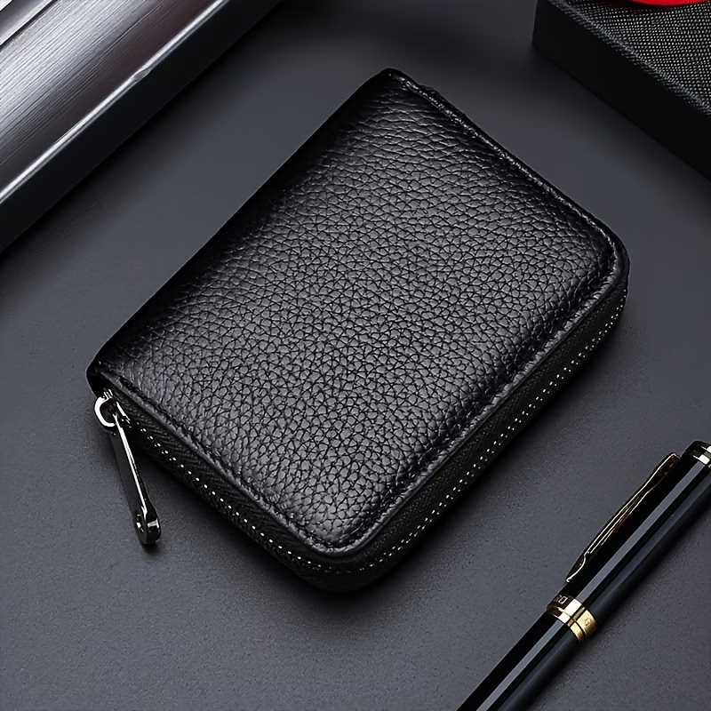 Men'S Wallet And Business Card Case And Universal, PU Material Smooth Durable Wallet, Multi-Purpose Large Capacity Containing Multi-Card Slot ID Card Bag, Zipper Pocket And Stylish And Safe, Anti-Degaussing Wallet, Daily Use And Travel