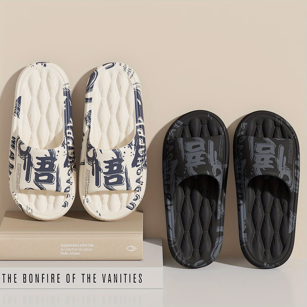 Graffiti Men's Slippers, Fashionable and Trendy for Outdoor Wear, Japanese and Korean Style, Soft and Comfortable EVA Material