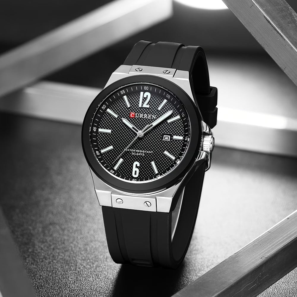 Men'S Quartz Watch, Luminous Hands Automatic Calendar Silicone Strap Mineral Glass, 2025 New Style Men'S Watch Easy And Versatile