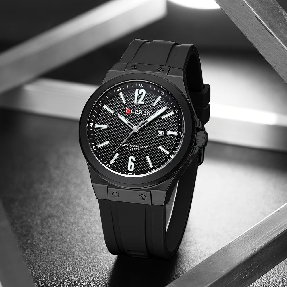 Men'S Quartz Watch, Luminous Hands Automatic Calendar Silicone Strap Mineral Glass, 2025 New Style Men'S Watch Easy And Versatile