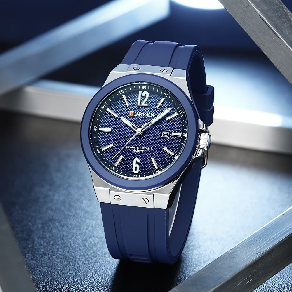 Men'S Quartz Watch, Luminous Hands Automatic Calendar Silicone Strap Mineral Glass, 2025 New Style Men'S Watch Easy And Versatile