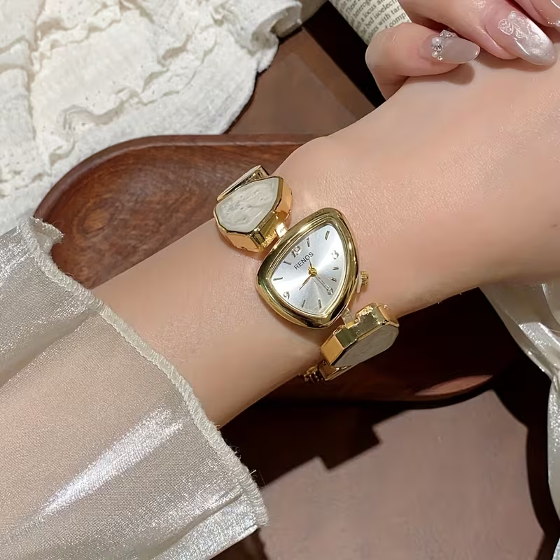 1pc Women's Alloy Fully Irregular Bracelet Watch, Fashion Arabic Numeral Dial, Quartz Movement, Adjustable Strap, Suitable for Daily Decoration