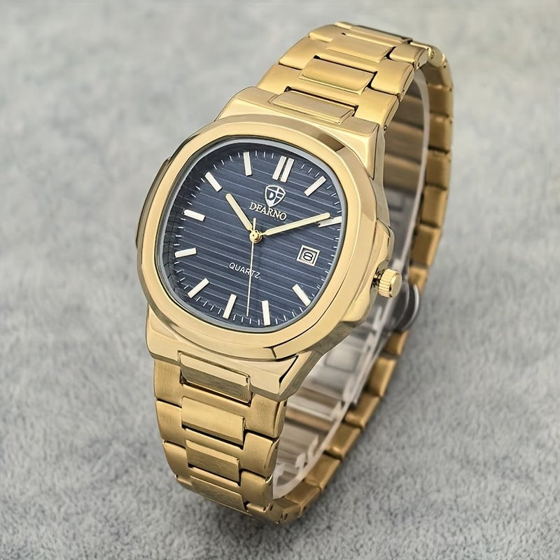 Vintage Men's Quartz Watch - Classic Business Style with Luminous Hands, Calendar Feature, Stainless Steel Band & Alloy Case, Date Display - Perfect for Formal & Casual Wear