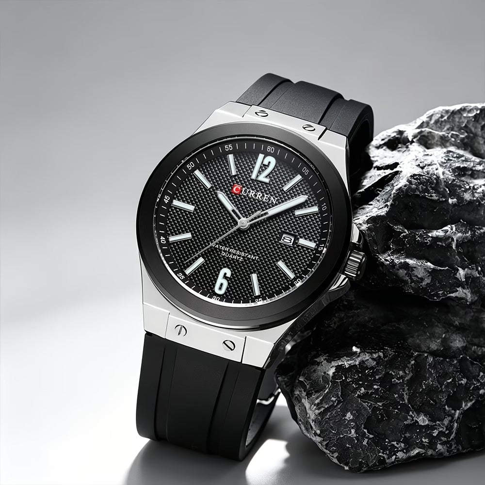 Men'S Quartz Watch, Luminous Hands Automatic Calendar Silicone Strap Mineral Glass, 2025 New Style Men'S Watch Easy And Versatile