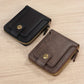 Men'S Solid Color Business Wallet, Card Holder with Zipper And Button