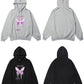 Hoodie Men Purple Gradient Butterfly Letter Printed Pullover Winter Oversize Hip Hop Fashion Harajuku Sweatshirt Winter
